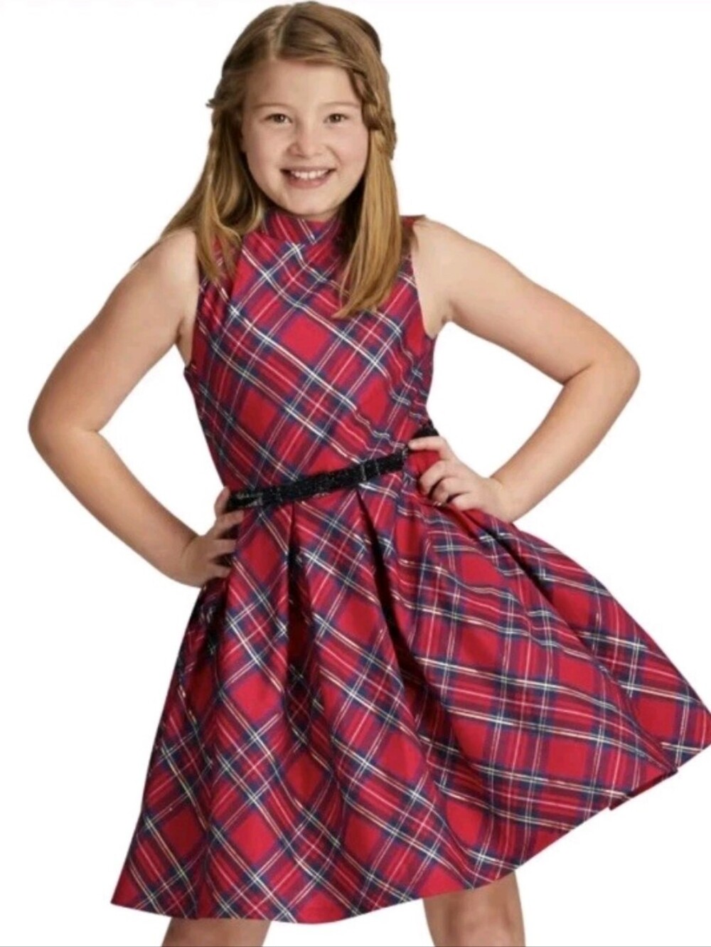 American Girl Pretty Plaid Holiday Christmas Party Dress Sz 12 Girls Shimmer